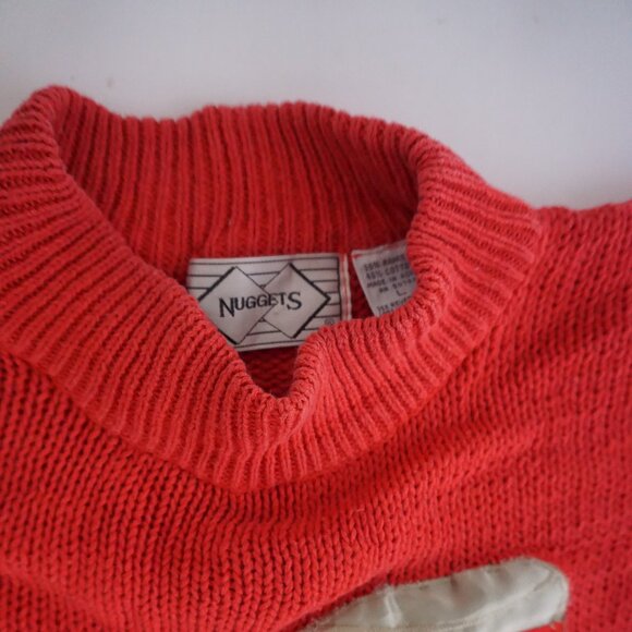 Vintage Nuggets Red Purple Cotton Blend Clown Circus Applique Knit Sweater L - Picture 10 of 10